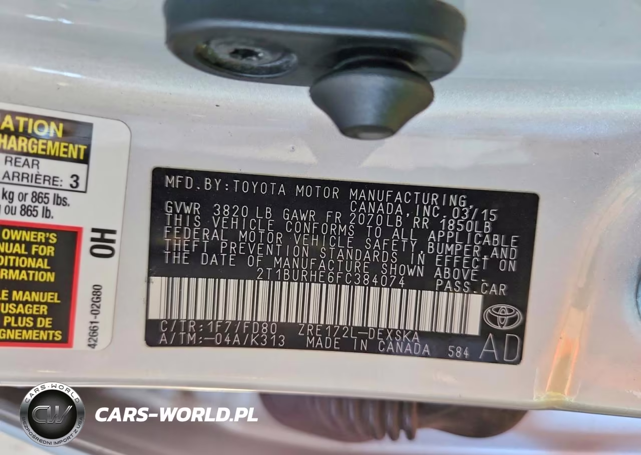 2015 Toyota Corolla S Plus VIN:2T1BURHE6FC384074 - 12