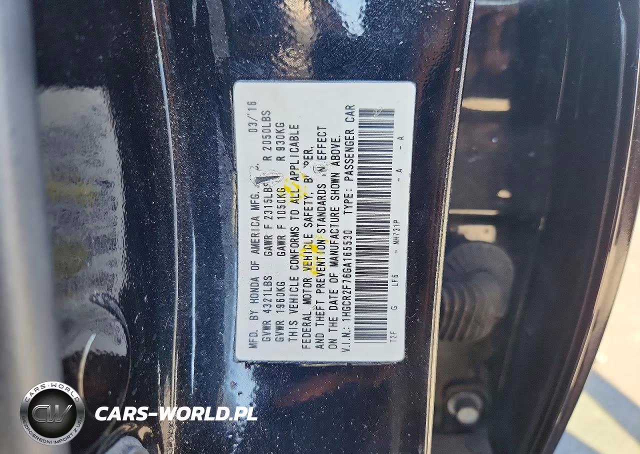 2016 Honda Accord Ex VIN:1HGCR2F76GA165530 - 13