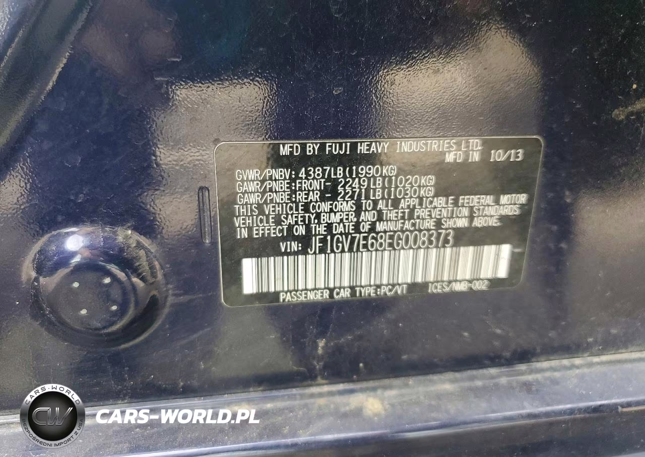 2014 Subaru Impreza Wrx VIN:JF1GV7E68EG008373 - 12