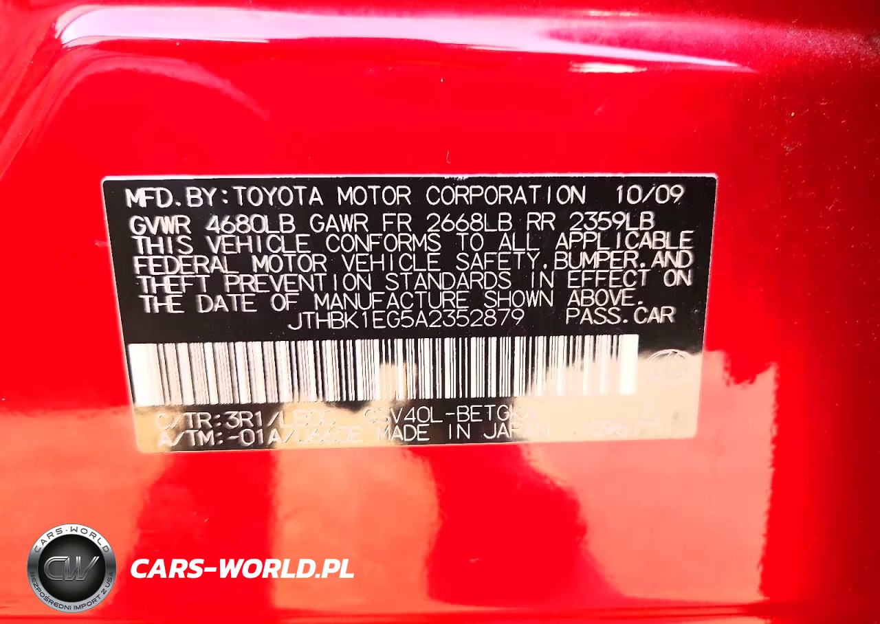 2010 Lexus Es 350 VIN:JTHBK1EG5A2352879 - 12