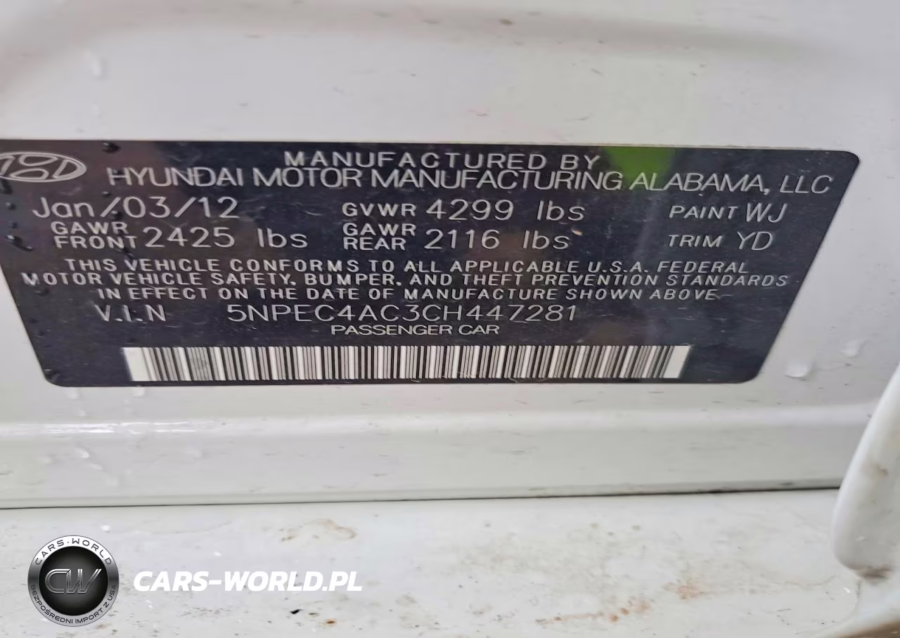 2012 Hyundai Sonata Limited VIN:5NPEC4AC3CH447281 - 12