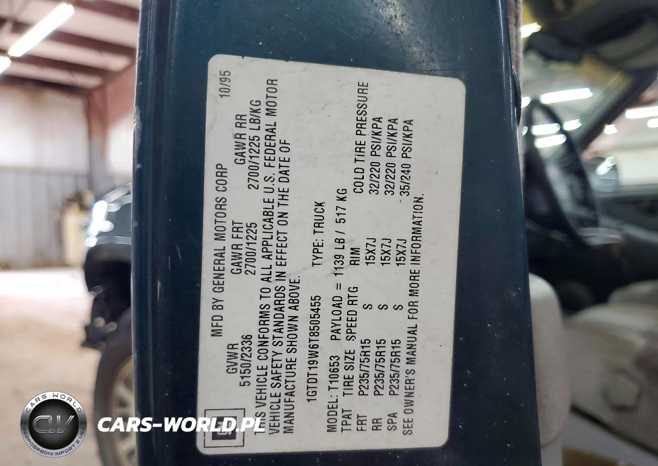 1996 GMC Sonoma VIN:1GTDT19W6T8505455 - 12