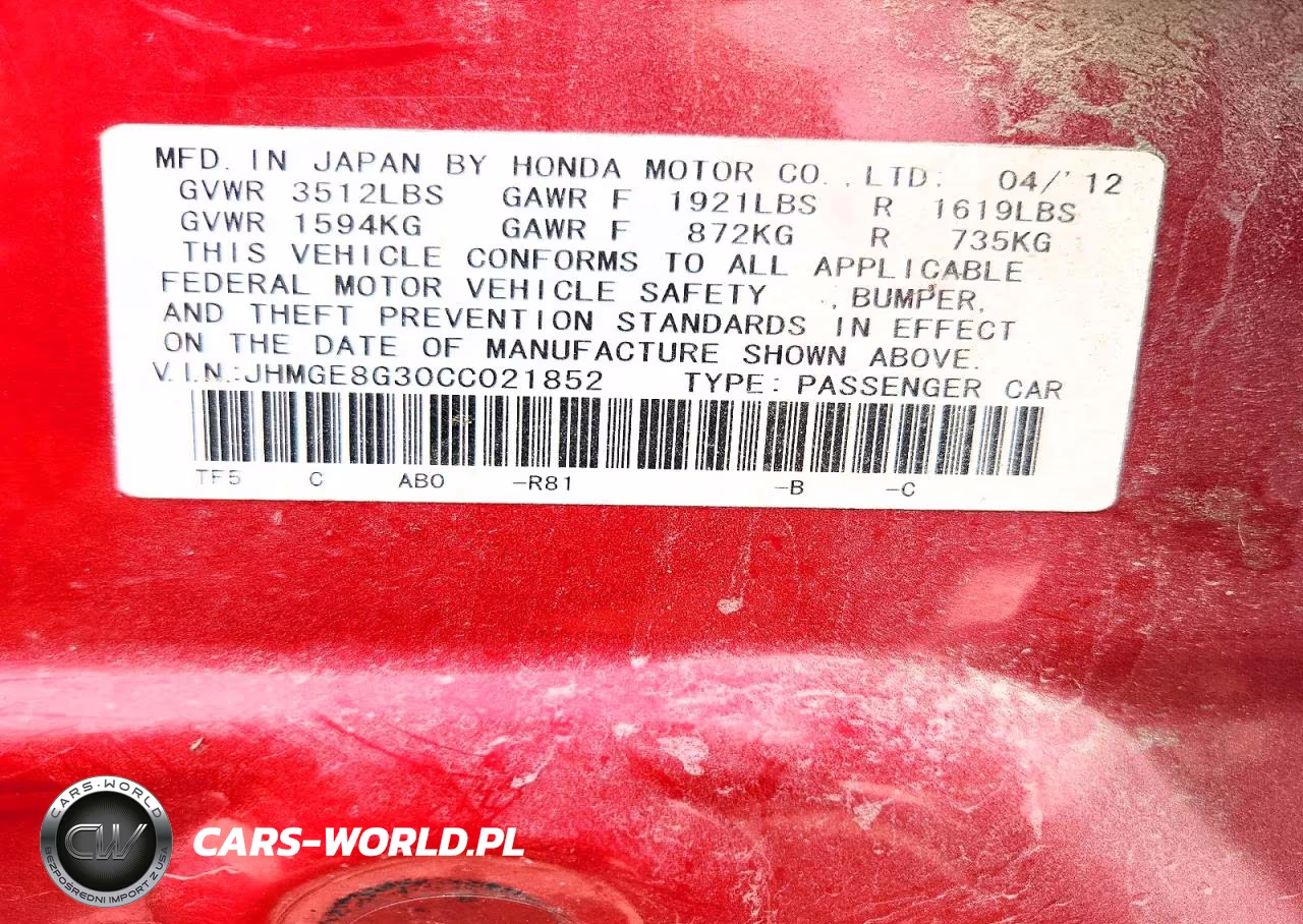 2012 Honda Fit VIN:JHMGE8G30CC021852 - 12