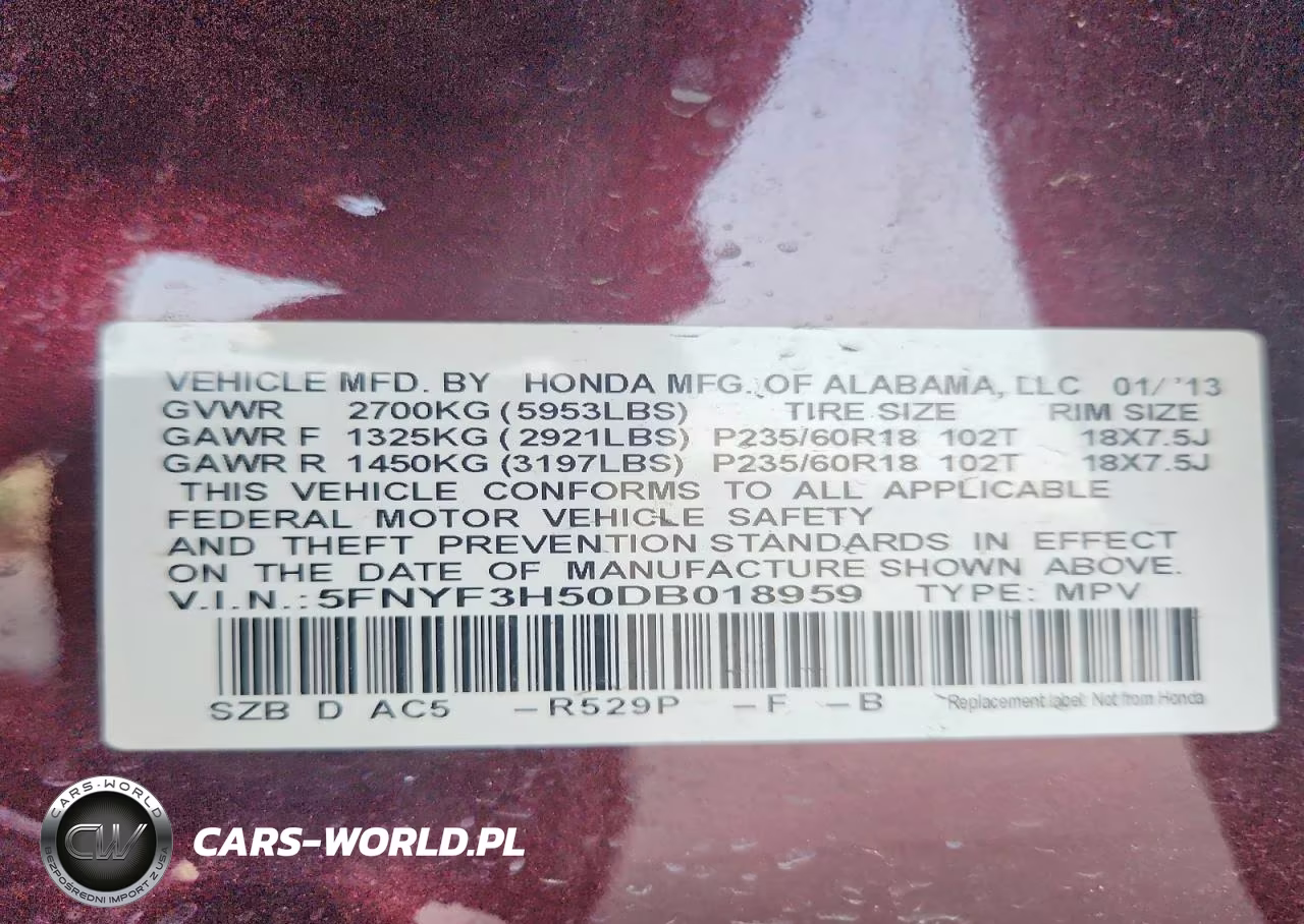 2013 Honda Pilot Exl VIN:5FNYF3H50DB018959 - 13