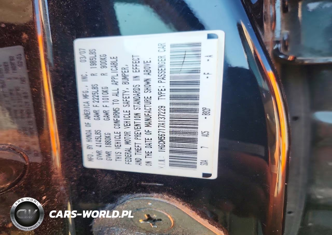 2007 Honda Accord Ex VIN:1HGCM56717A137229 - 12