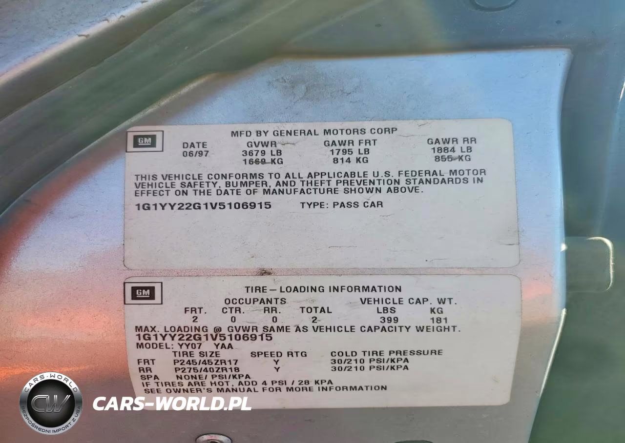 1997 Chevrolet Corvette VIN:1G1YY22G1V5106915 - 13