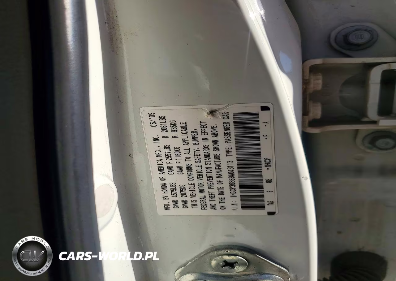 2009 Honda Accord Exl VIN:1HGCP36869A043113 - 12