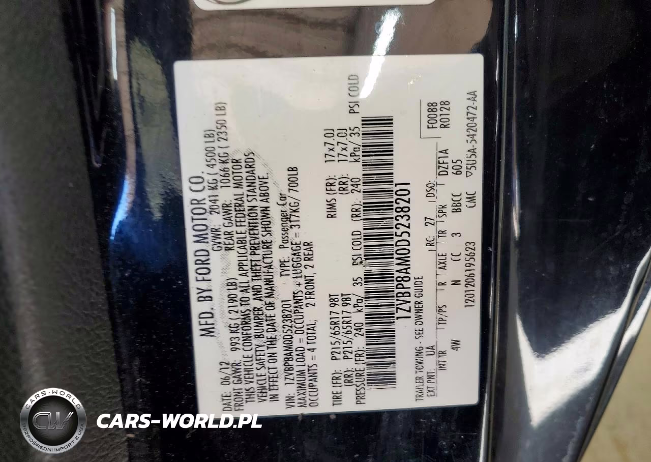 2013 Ford Mustang VIN:1ZVBP8AM0D5238201 - 12
