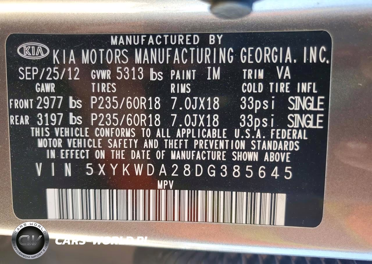 2013 Kia Sorento Sx VIN:5XYKWDA28DG385645 - 13