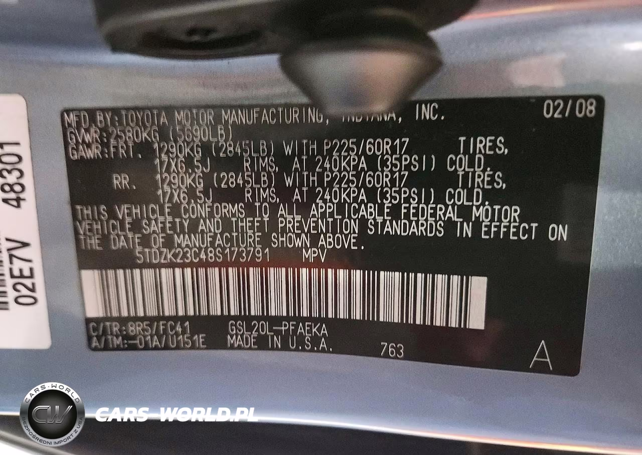 2008 Toyota Sienna Le 7-Passenger VIN:5TDZK23C48S173791 - 13
