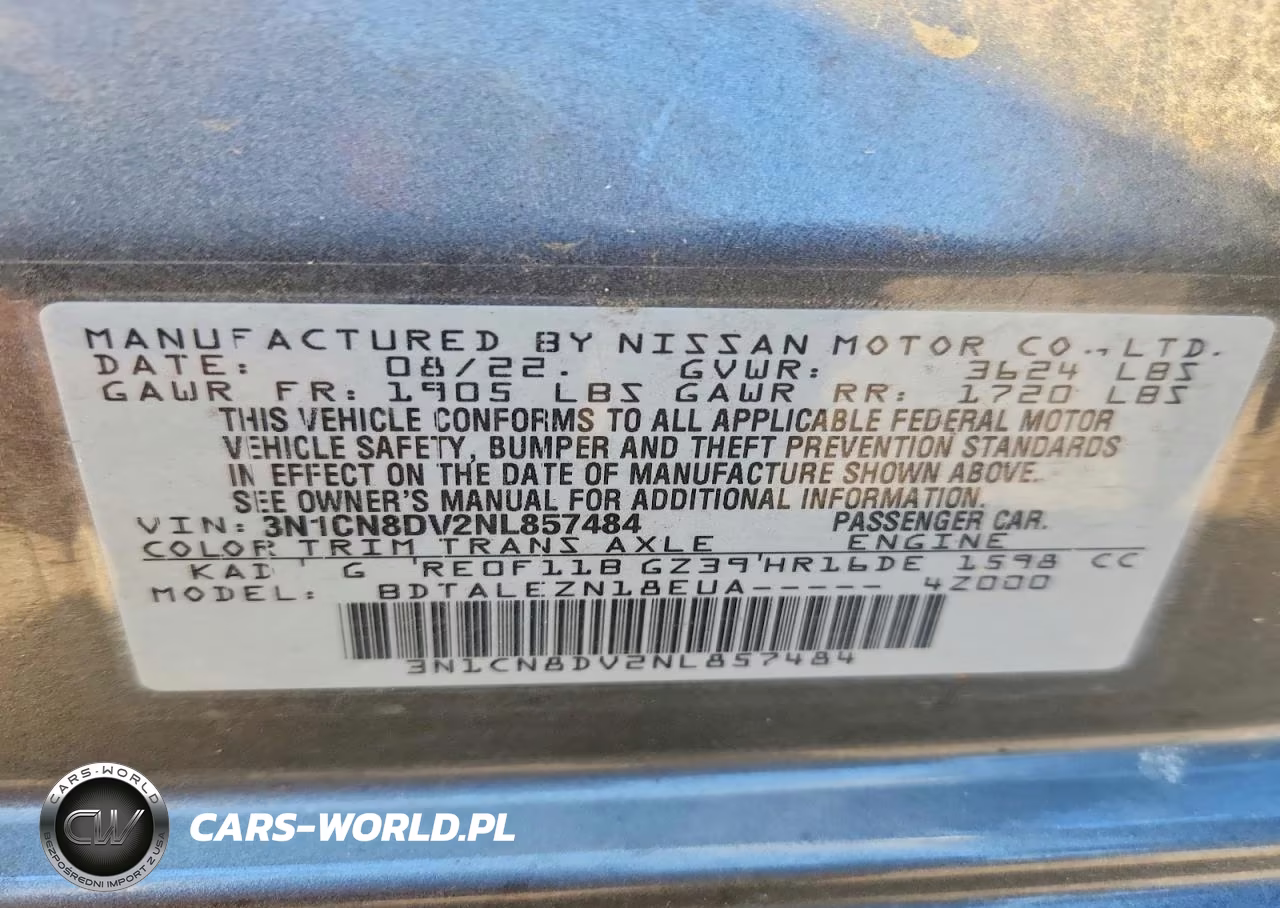 2022 Nissan Versa S VIN:3N1CN8DV2NL857484 - 13
