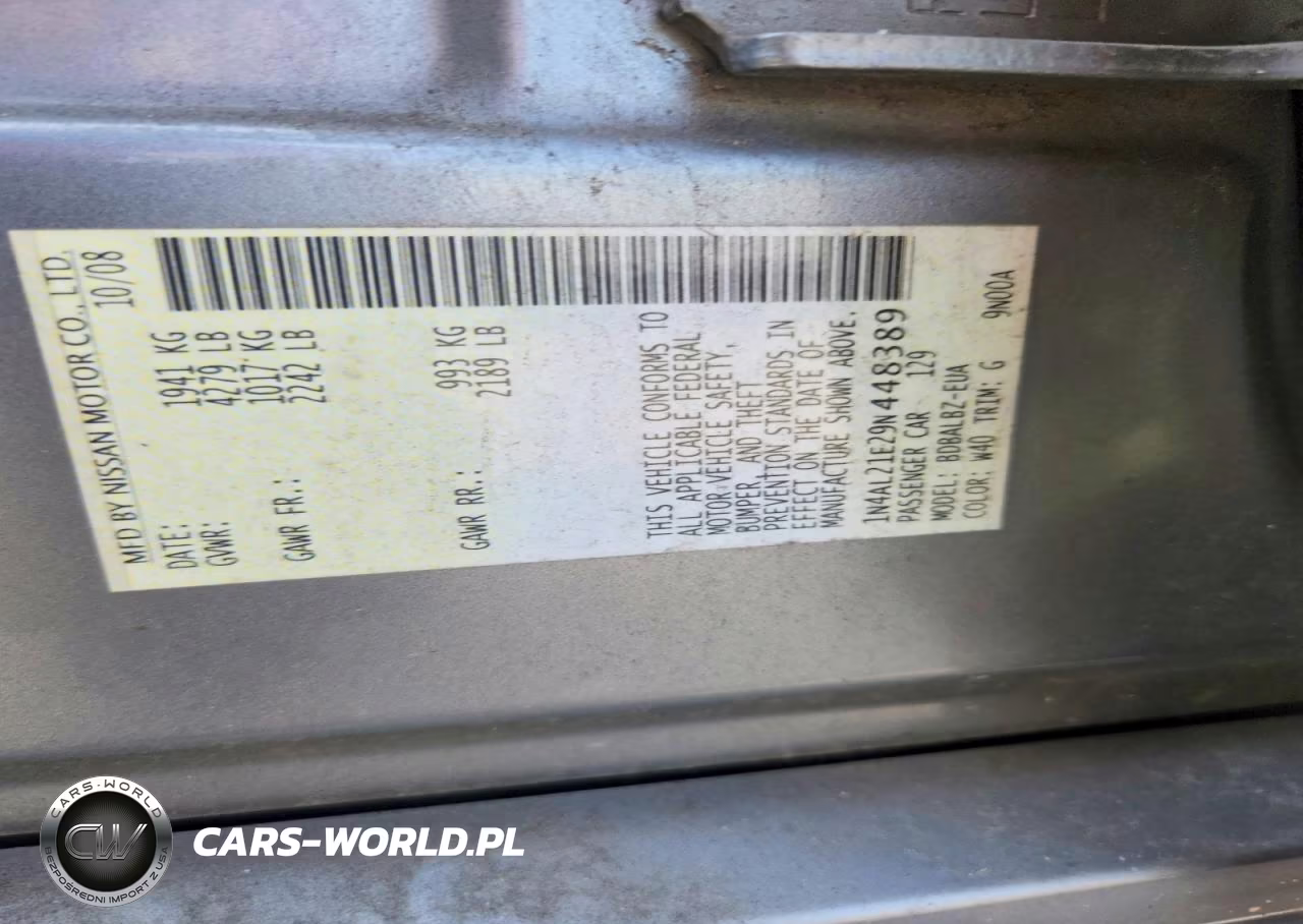 2009 Nissan Altima 2.5 VIN:1N4AL21E29N448389 - 12