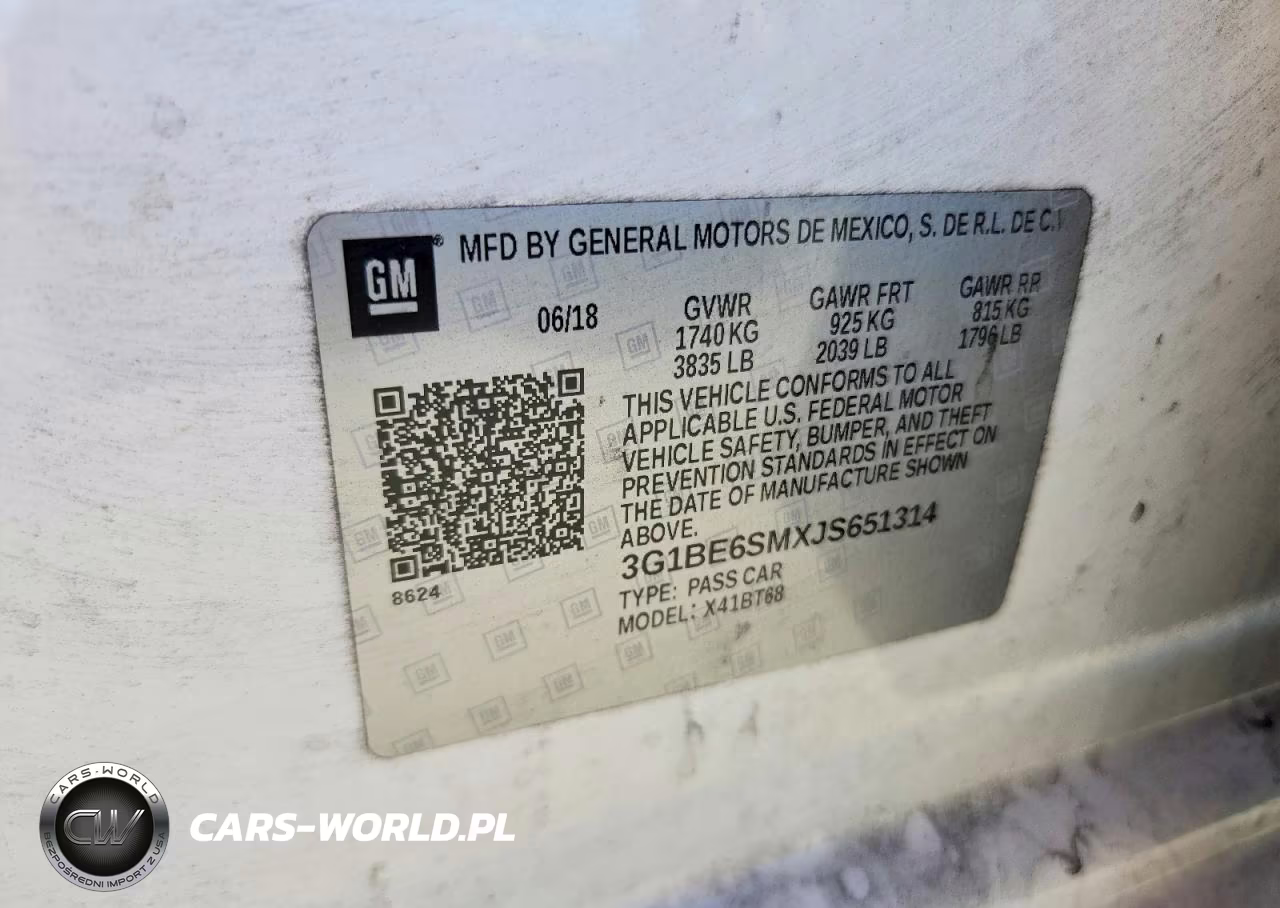 2018 Chevrolet Cruze Lt VIN:3G1BE6SMXJS651314 - 12