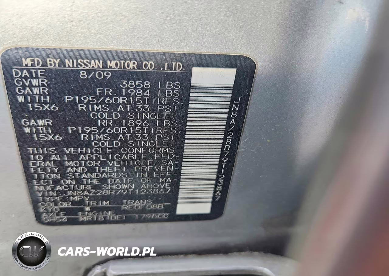 2009 Nissan Cube 1.8 VIN:JN8AZ28R79T123867 - 12