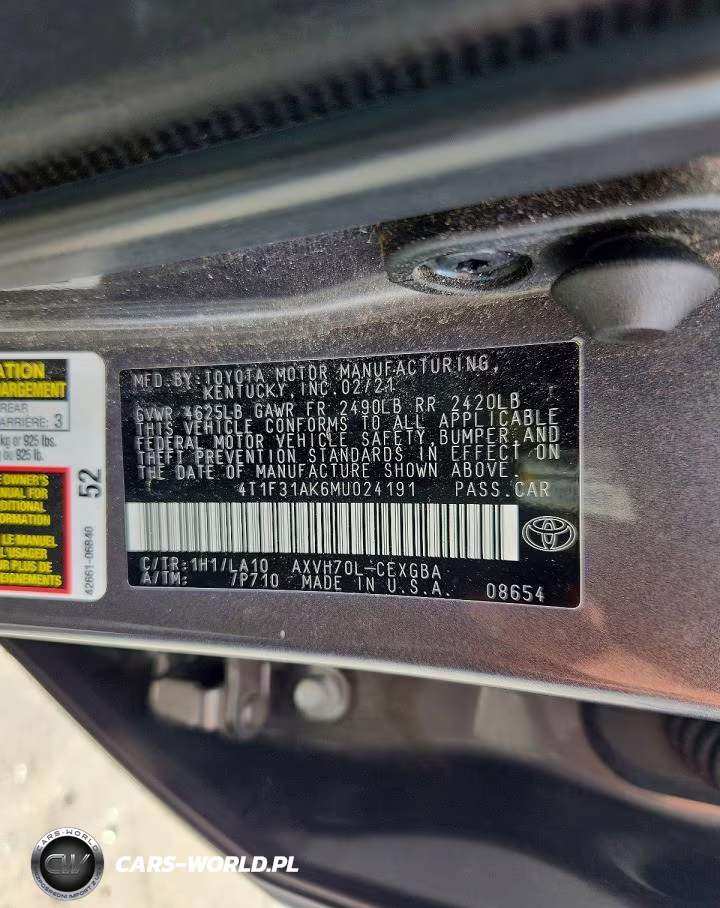 2021 Toyota Camry Xle VIN:4T1F31AK6MU024191 - 12