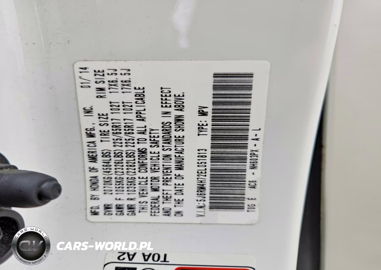 2014 Honda Cr-V Exl VIN:5J6RM4H72EL051813 - 13
