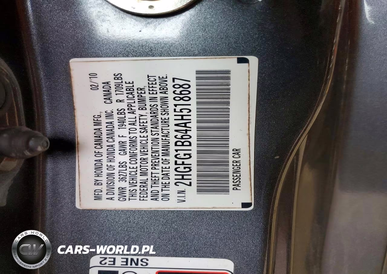 2010 Honda Civic Lx VIN:2HGFG1B64AH518687 - 12