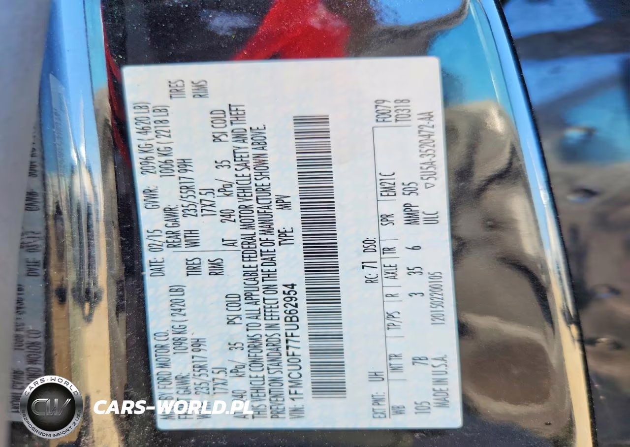 2015 Ford Escape S VIN:1FMCU0F77FUB62954 - 13