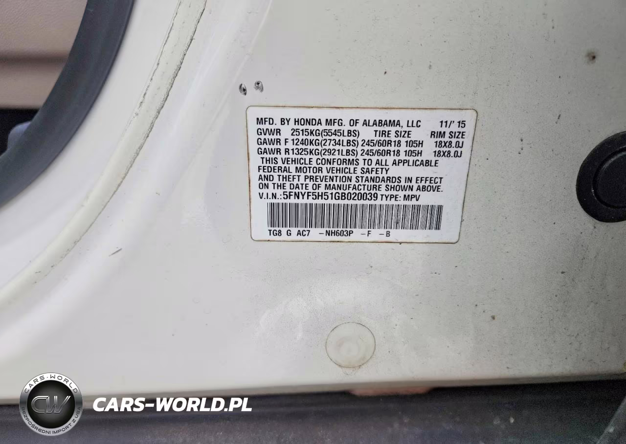 2016 Honda Pilot Exl VIN:5FNYF5H51GB020039 - 14
