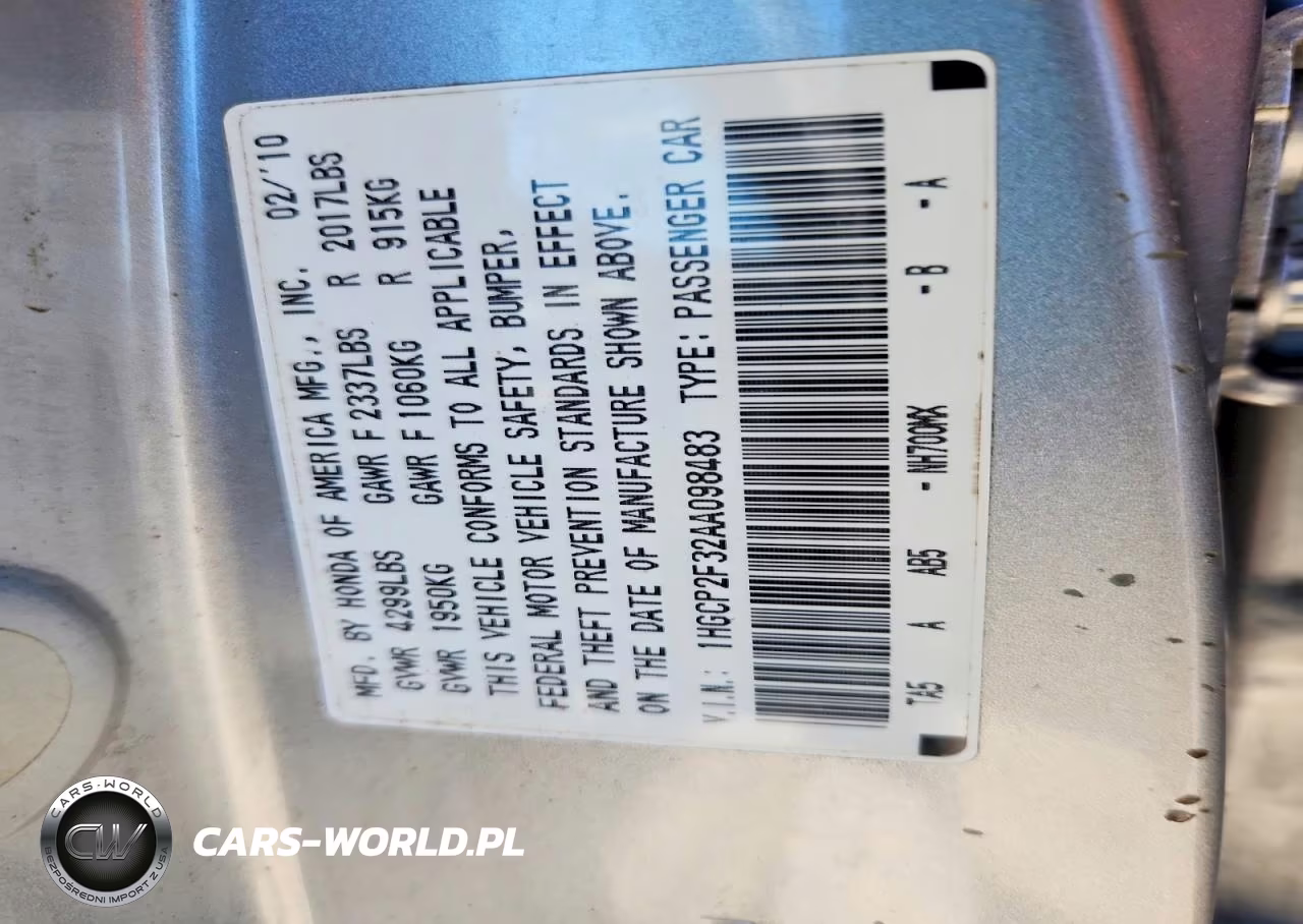 2010 Honda Accord Lx VIN:1HGCP2F32AA098483 - 12
