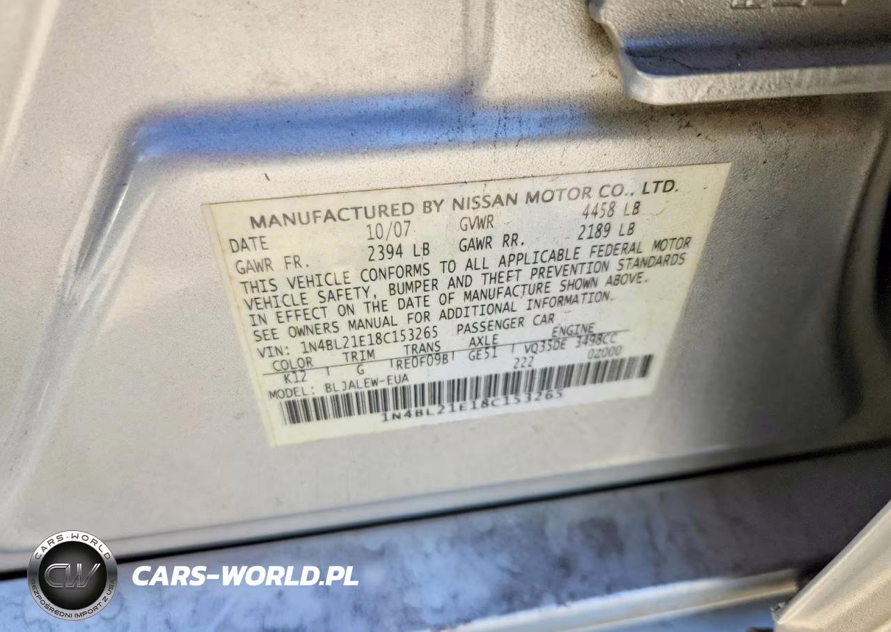 2008 Nissan Altima 3.5 Sl VIN:1N4BL21E18C153265 - 12