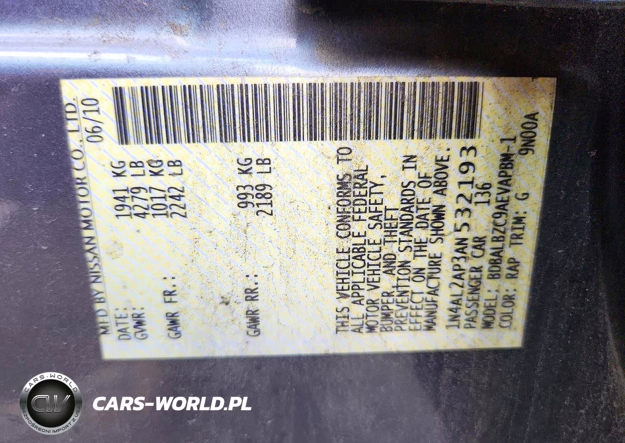 2010 Nissan Altima 2.5 VIN:1N4AL2AP3AN532193 - 13