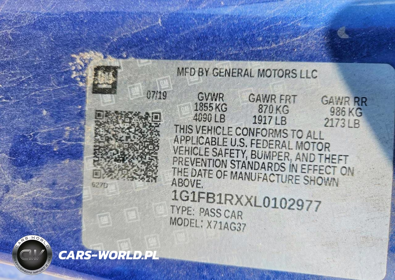 2020 Chevrolet Camaro Ls VIN:1G1FB1RXXL0102977 - 12