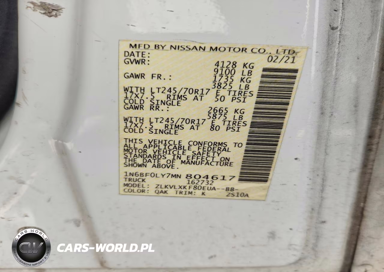 2021 Nissan Nv 2500 Hd Sv VIN:1N6BF0LY7MN804617 - 12
