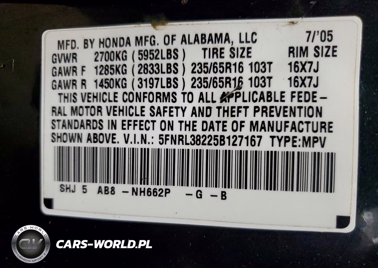 2005 Honda Odyssey Lx VIN:5FNRL38225B127167 - 13