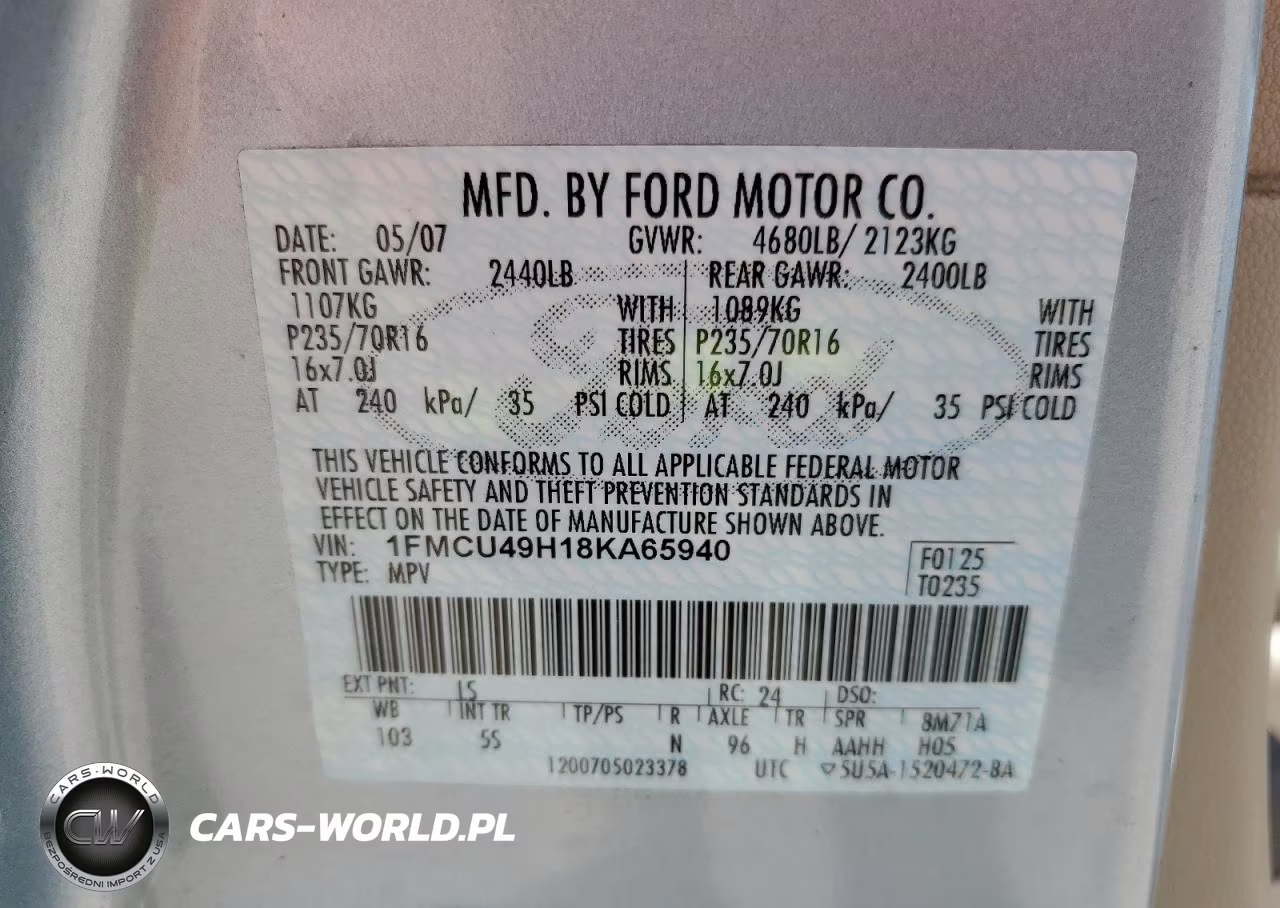 2008 Ford Escape Hev VIN:1FMCU49H18KA65940 - 13