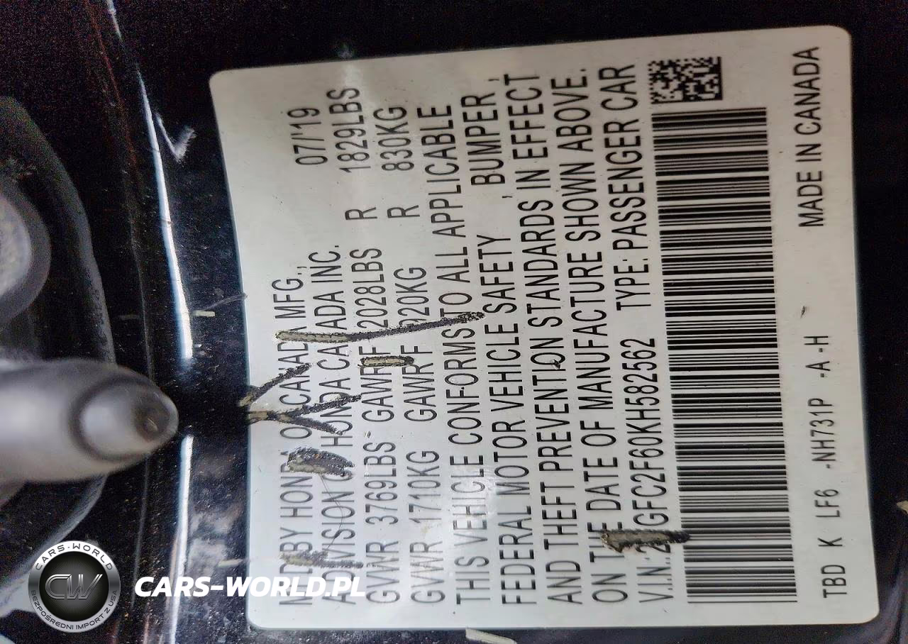 2019 Honda Civic Lx VIN:2HGFC2F60KH582562 - 12