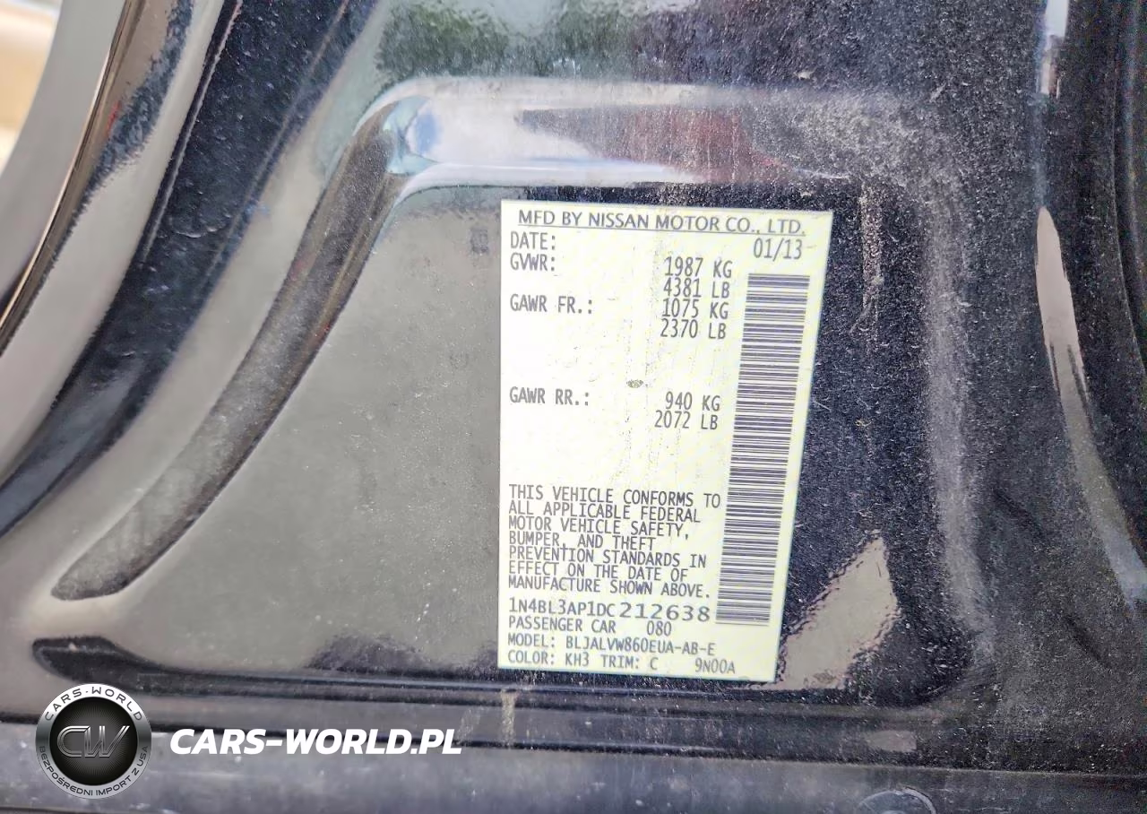 2013 Nissan Altima 3.5 S VIN:1N4BL3AP1DC212638 - 12