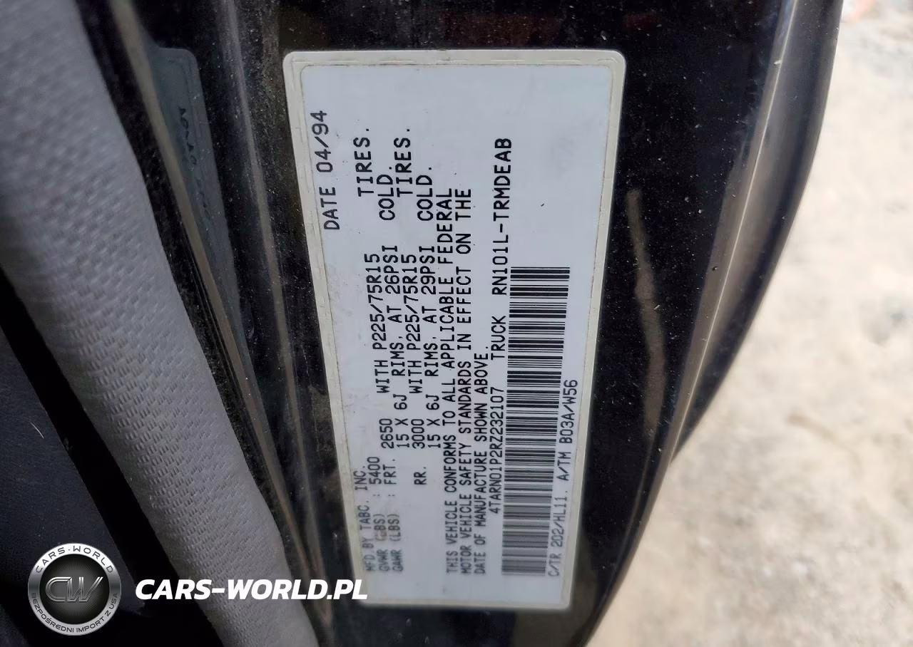 1994 Toyota Pickup Dx VIN:4TARN01P2RZ232107 - 12