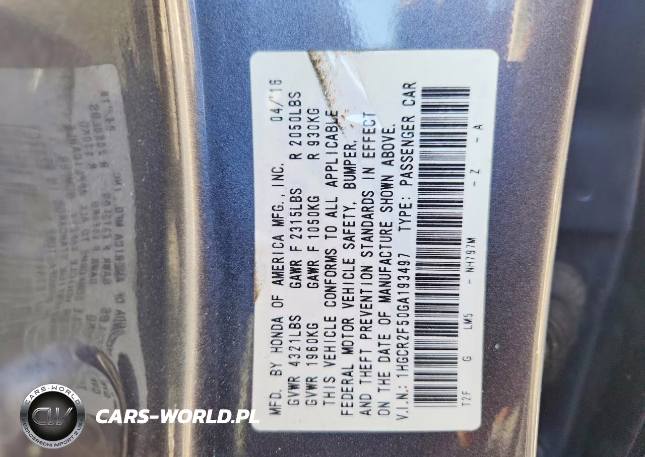 2016 Honda Accord Sport VIN:1HGCR2F50GA193497 - 12