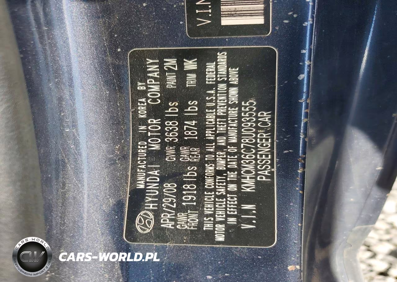 2008 Hyundai Accent Gs VIN:KMHCM36C78U093555 - 12