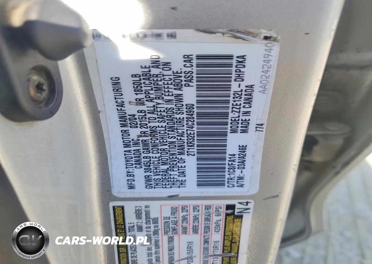 2004 Toyota Matrix Base VIN:2T1KR32E74C284960 - 12