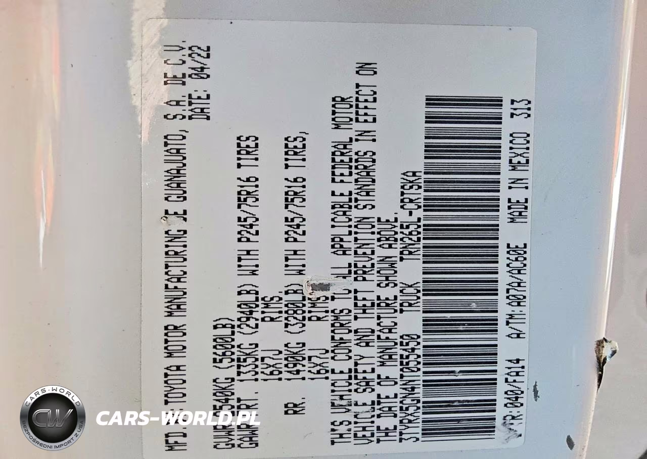 2022 Toyota Tacoma Sr VIN:3TYRX5GN4NT055450 - 13
