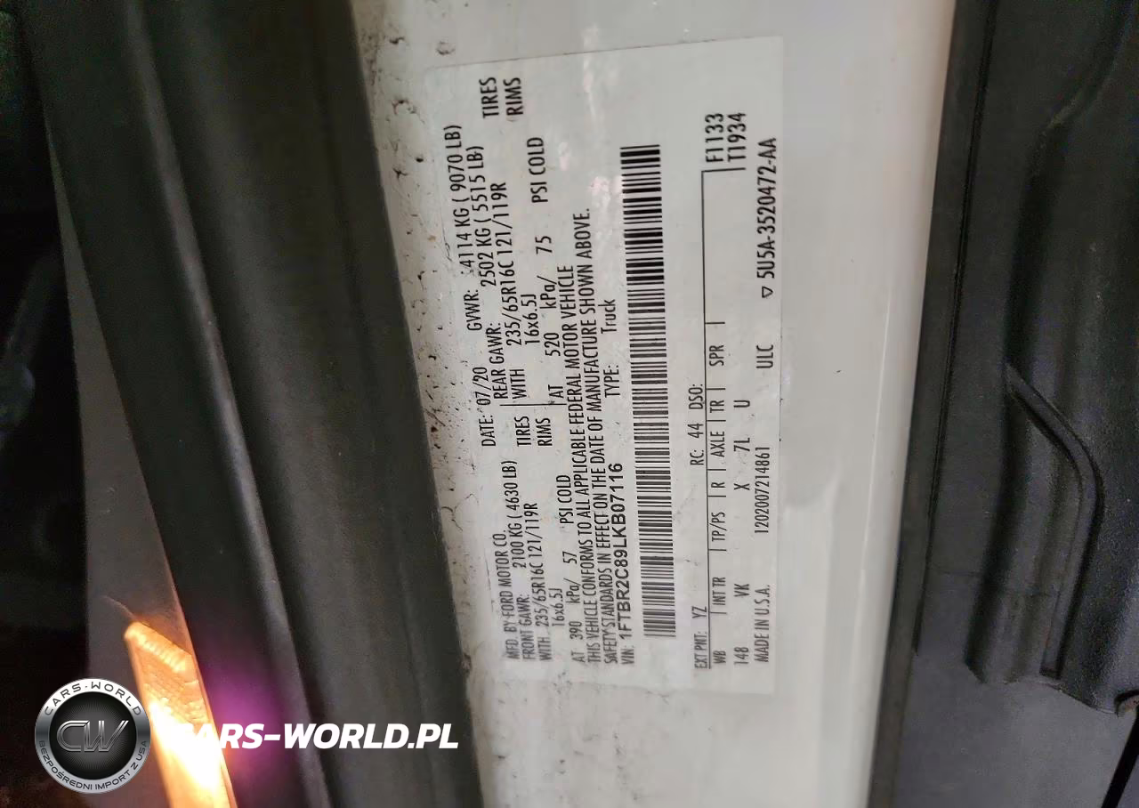 2020 Ford Transit T-250 VIN:1FTBR2C89LKB07116 - 12