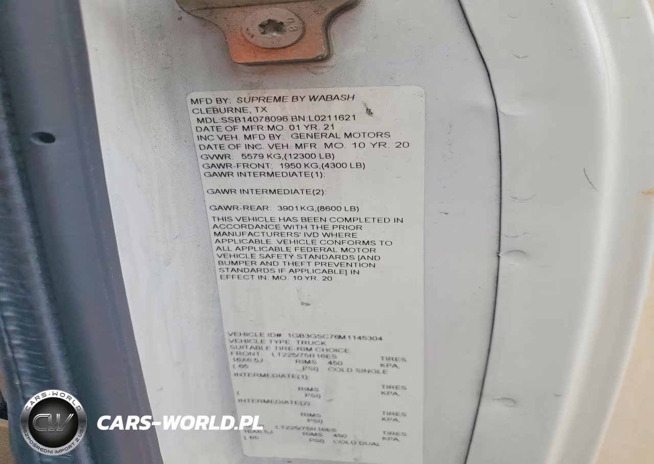 2021 Chevrolet Express Delivery Truck VIN:1GB3GSC76M1145304 - 13