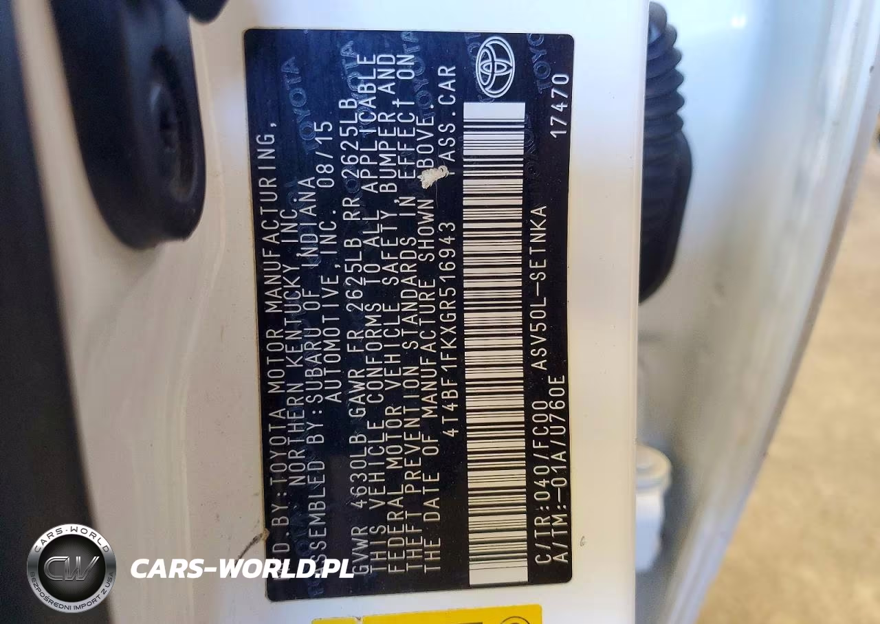 2016 Toyota Camry Le VIN:4T4BF1FKXGR516943 - 12