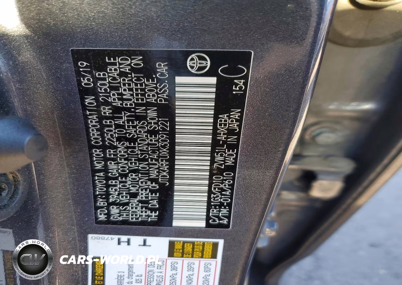 2019 Toyota Prius Le VIN:JTDKARFUXK3091221 - 13