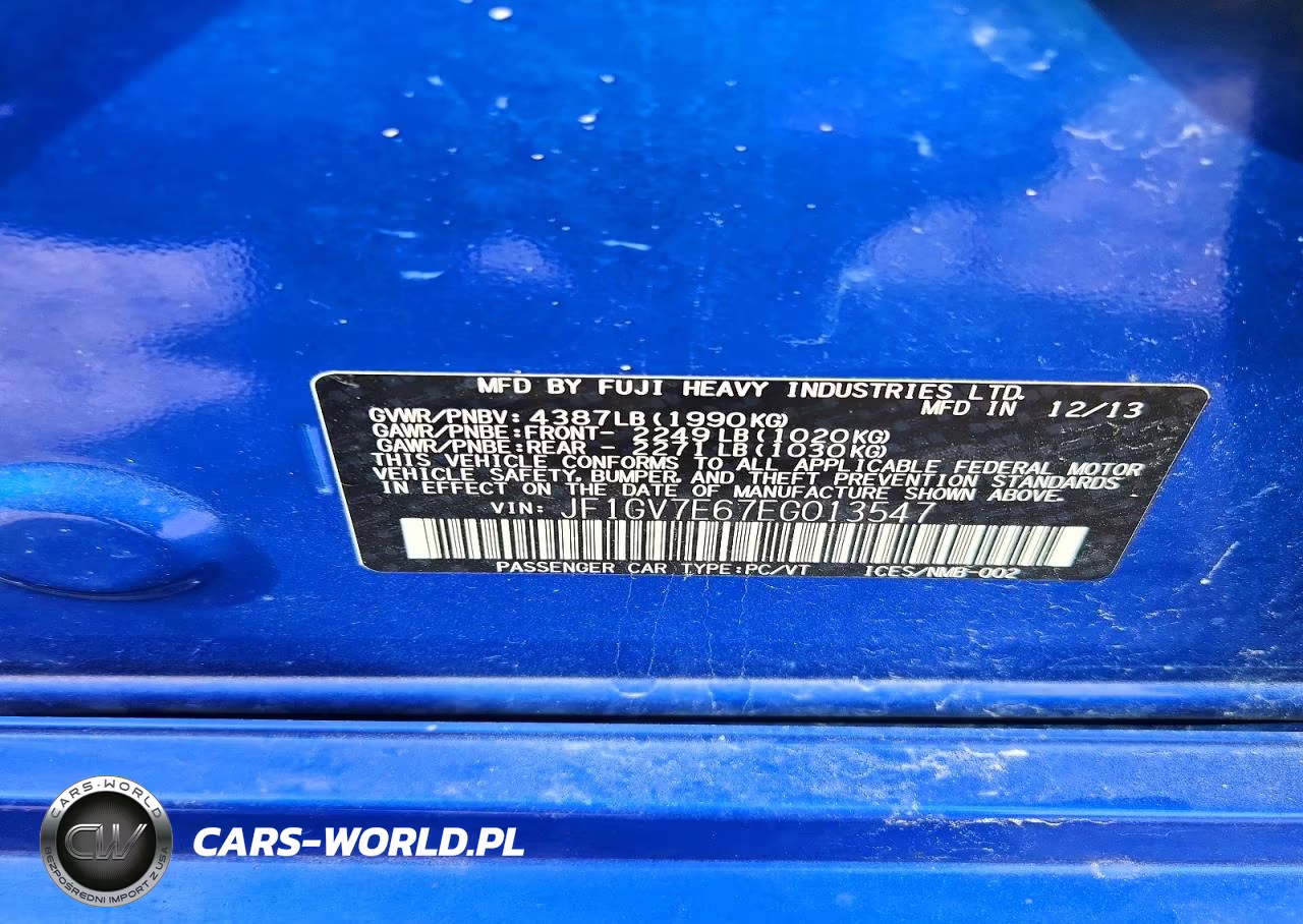 2014 Subaru Impreza Wrx VIN:JF1GV7E67EG013547 - 12