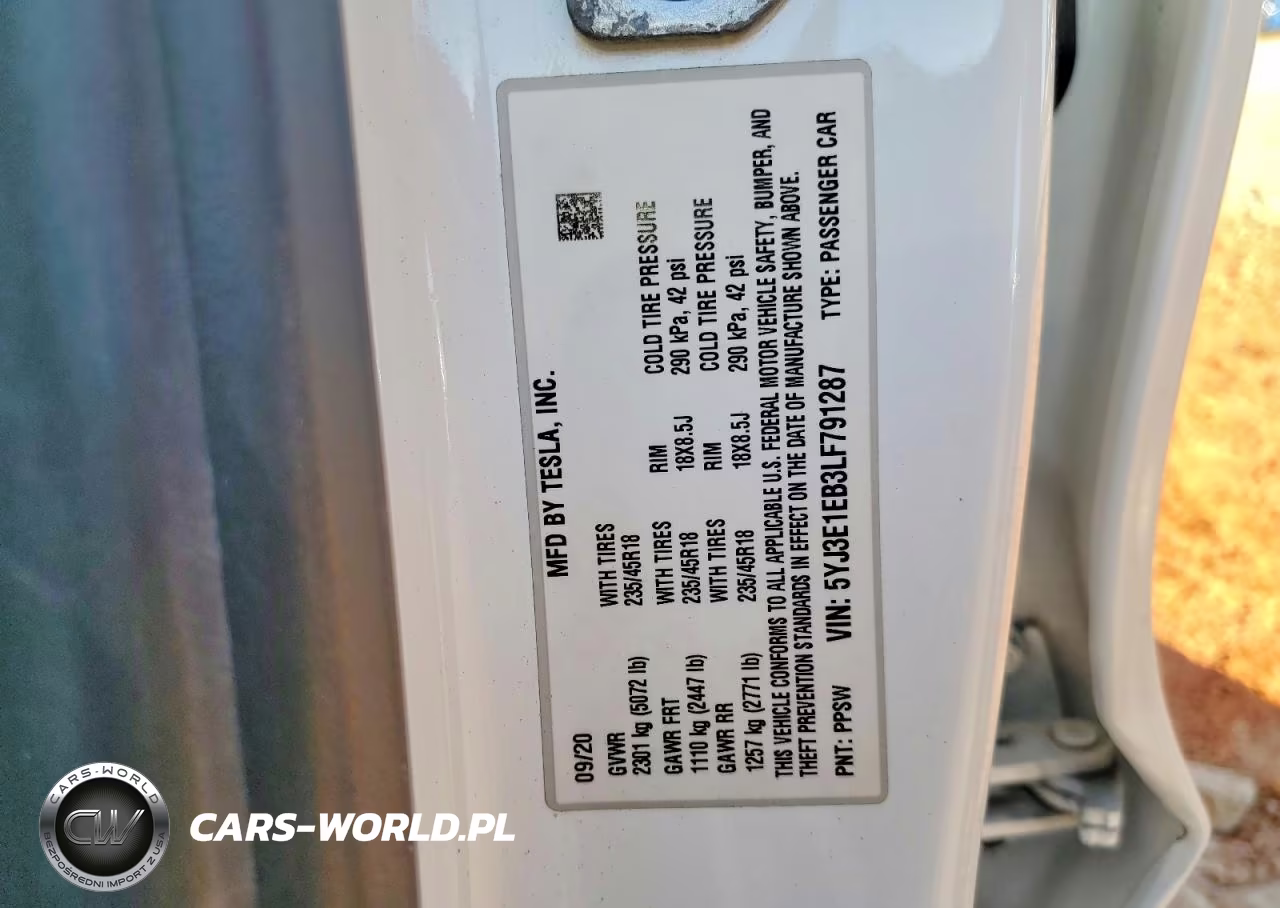 2020 Tesla Model 3 VIN:5YJ3E1EB3LF791287 - 12