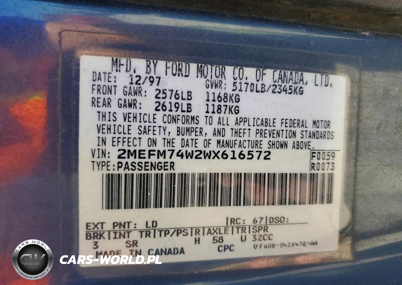 1998 Mercury Grand Marquis Gs VIN:2MEFM74V2WX616572 - 12
