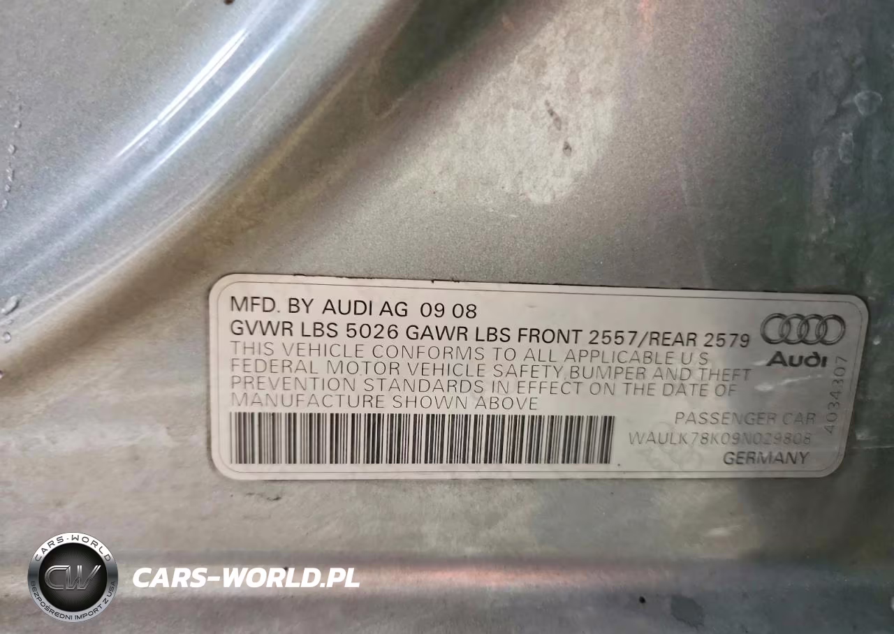 2009 Audi A4 3.2 Quattro VIN:WAULK78K09N029808 - 12