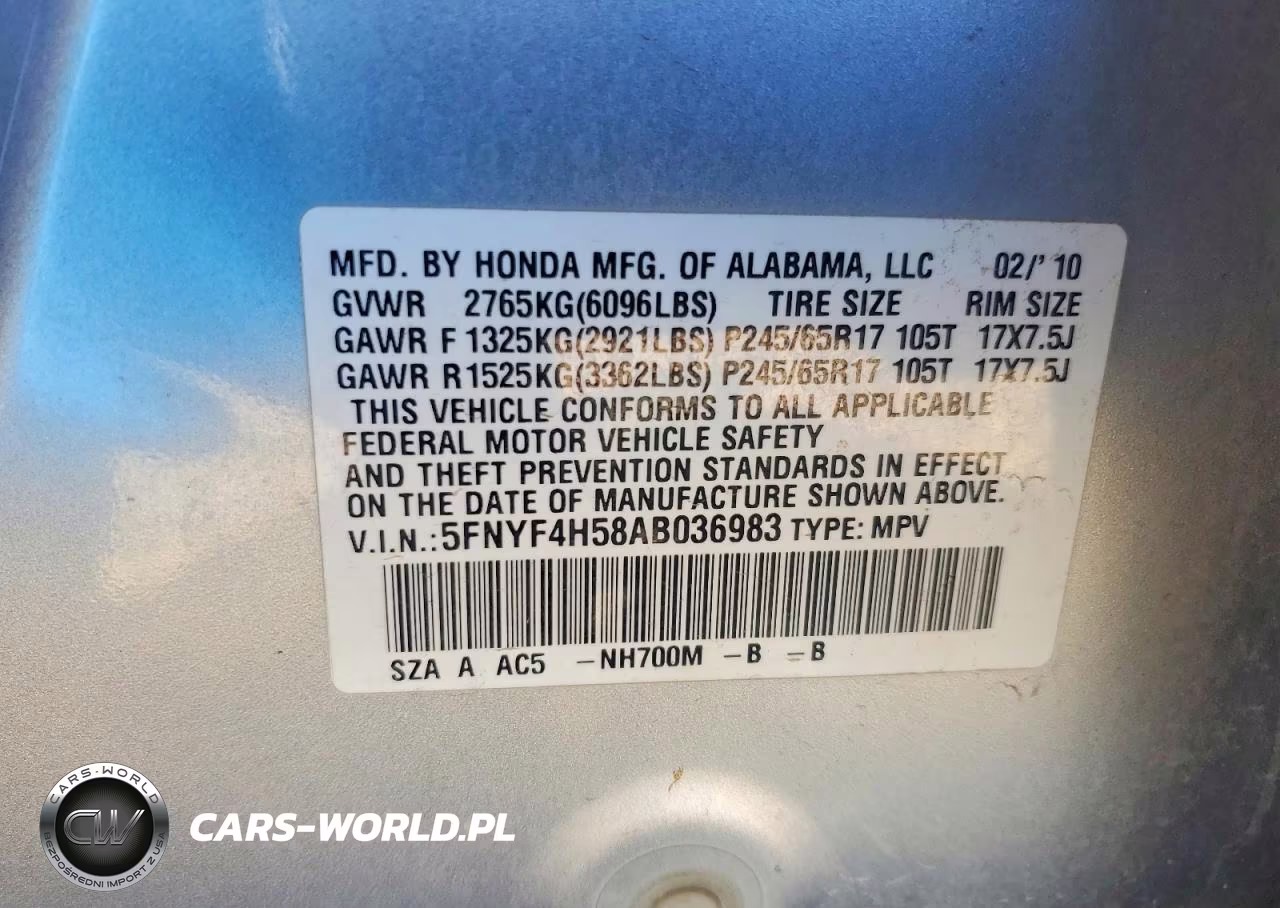 2010 Honda Pilot Exl VIN:5FNYF4H58AB036983 - 14