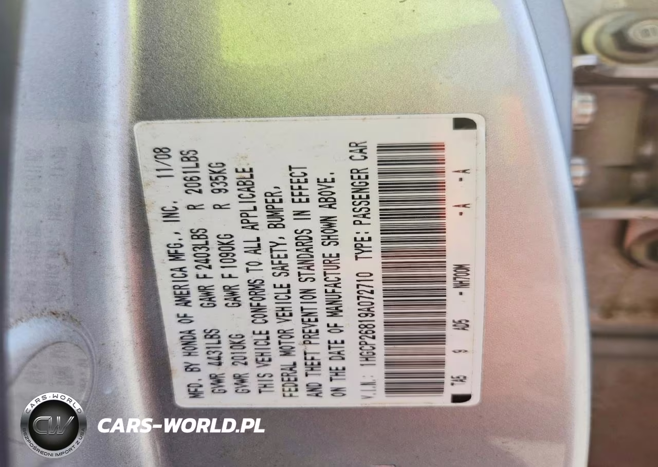 2009 Honda Accord Exl VIN:1HGCP26819A072710 - 12