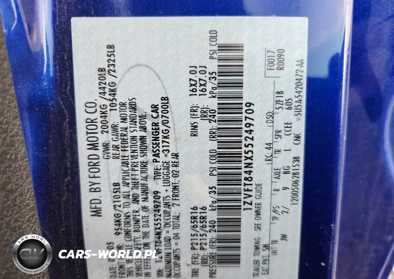 2005 Ford Mustang VIN:1ZVFT84NX55249709 - 13