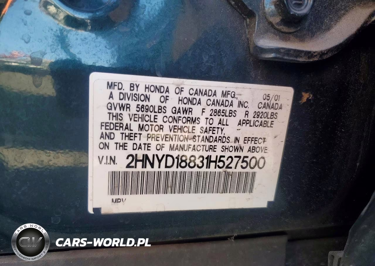 2001 Acura Mdx Touring VIN:2HNYD18831H527500 - 13