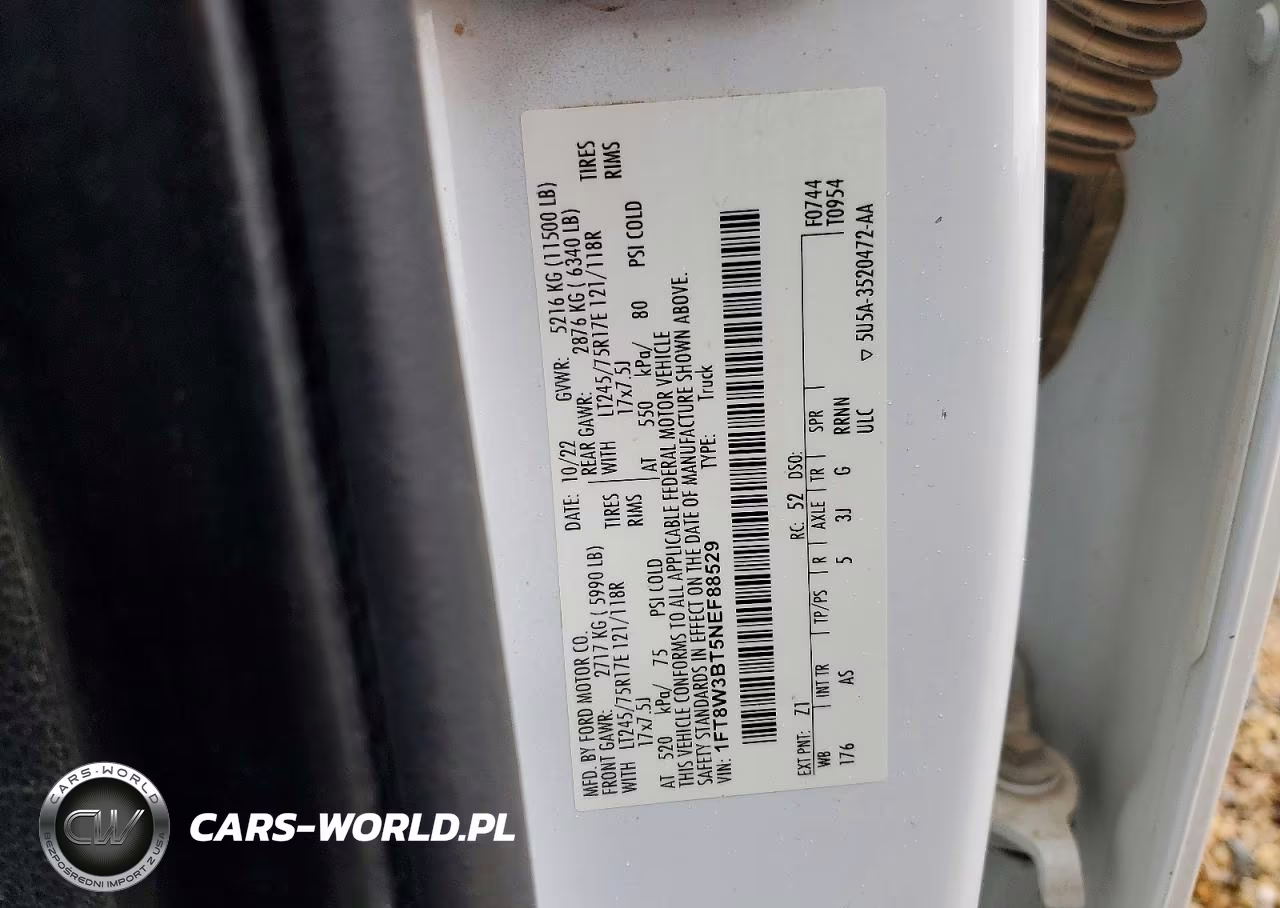 2022 Ford F350 Super Duty VIN:1FT8W3BT5NEF88529 - 12